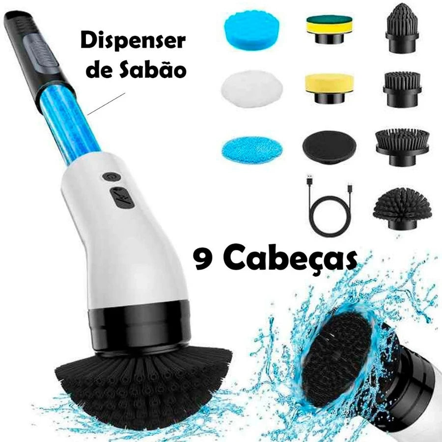 Escova Eletrica de Limpeza 9 em 1 Sem Fio - MultiBrush
