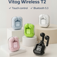 Fone Bluetooth Vitog T2 Wireless – LED, Bluetooth 5.3, À Prova d’Água, Toque Inteligente